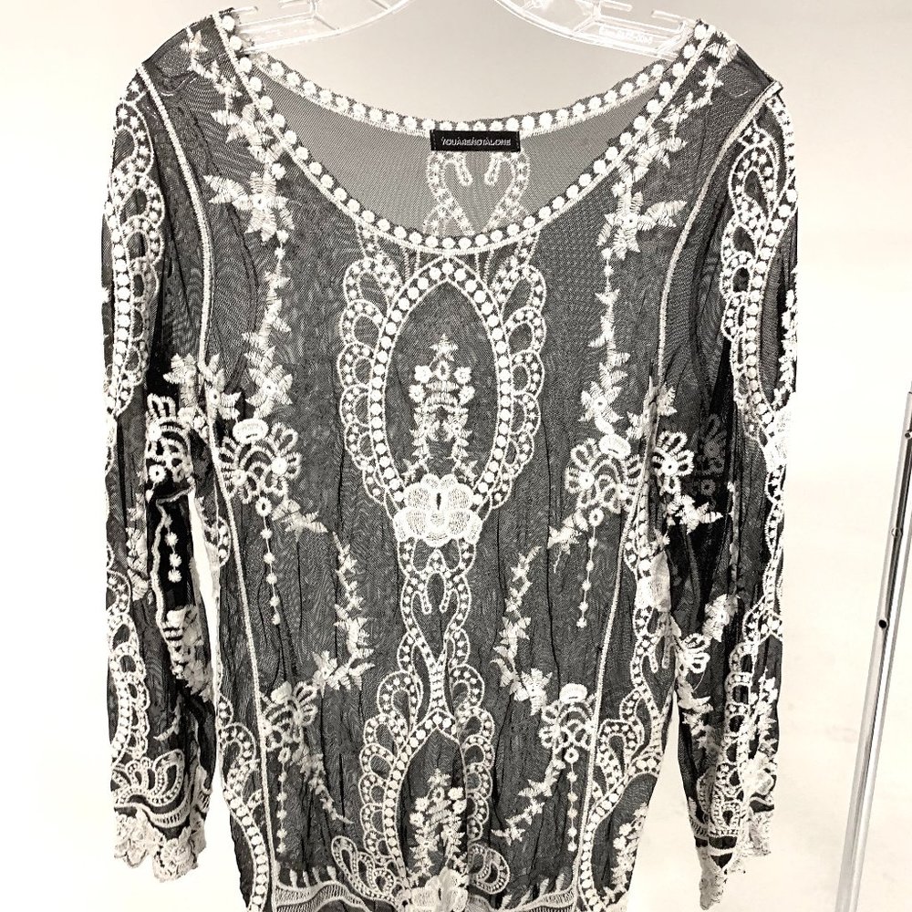 Embroidered Mesh Tunic